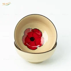 Bát Cơm Hoa Sứ Đỏ 3D