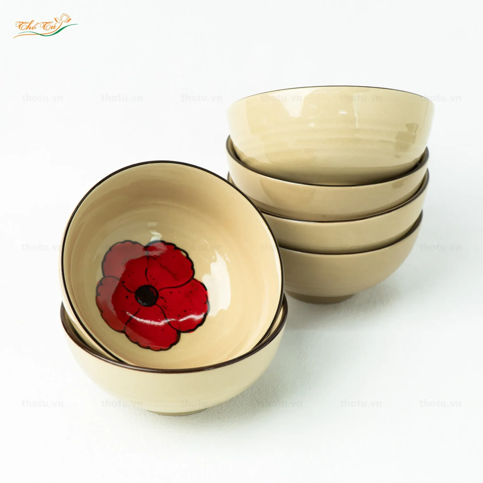 Bộ Bát đĩa Hoa sứ 3d bát tràng