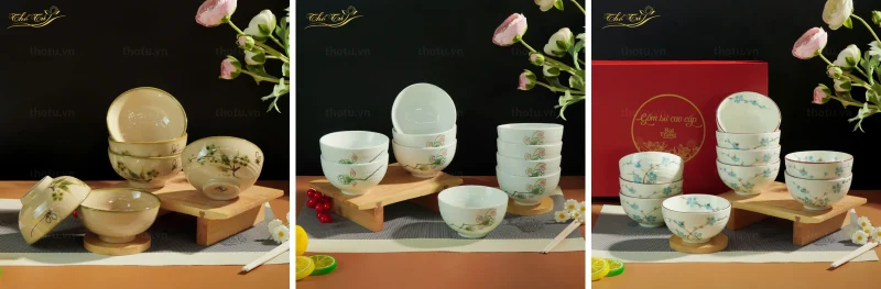 Các mẫu bát đĩa với nhiều hoa văn khác nhau