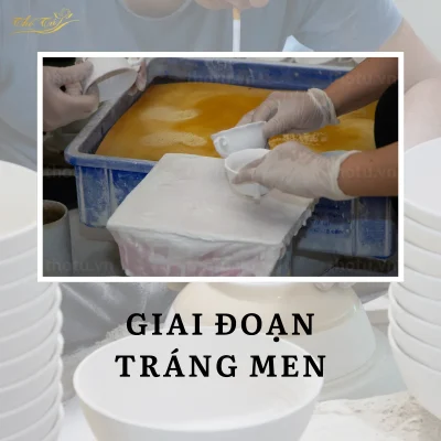 Giai đoạn tráng men trong quy trình sản xuất gốm Bát Tràng