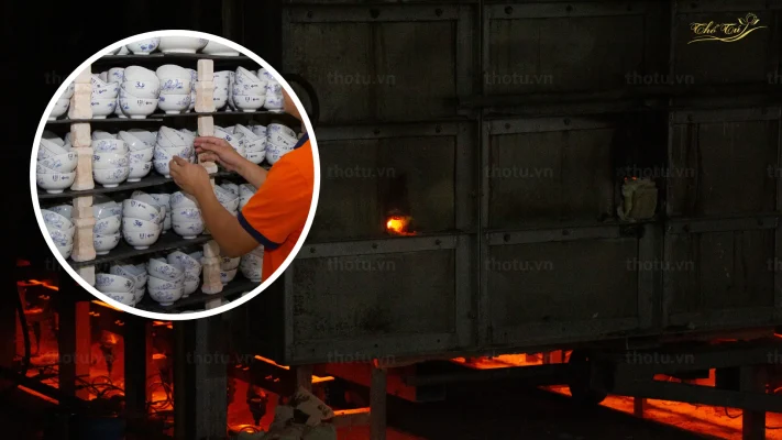 Giai đoạn nung gốm trong quy trình sản xuất gốm Bát Tràng