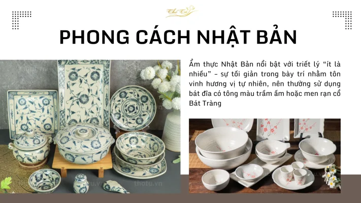 Bát đĩa tông màu trầm ấm phù hợp phong cách Nhật Bản