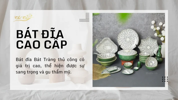 Bộ bát đĩa hoa bèo men xanh