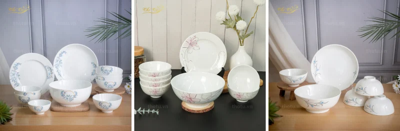 Các bộ bát đĩa Bát Tràng giá rẻ mà chất lượng