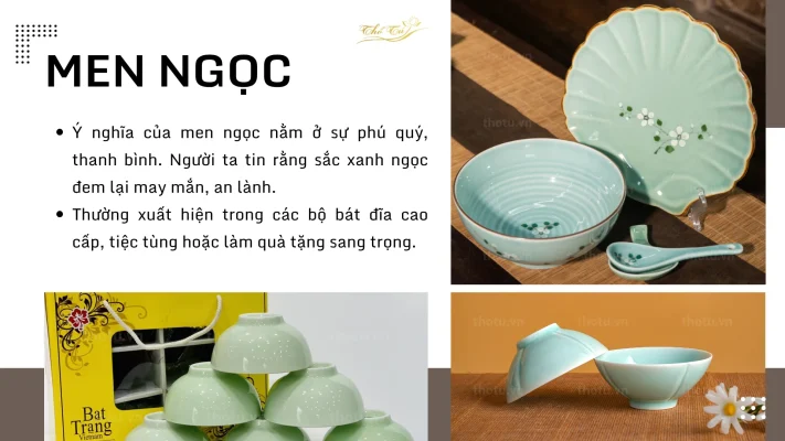 Bộ bát đĩa gốm sứ men xanh ngọc