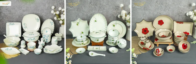Một số mẫu bát đĩa gốm Bát Tràng vẽ tay thủ công 