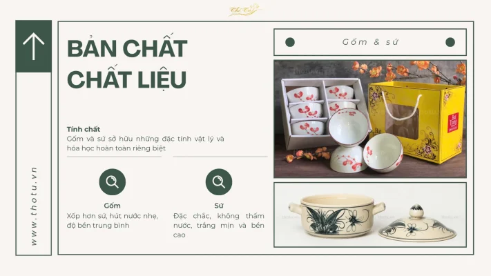 Phân biệt chất liệu gốm và sứ