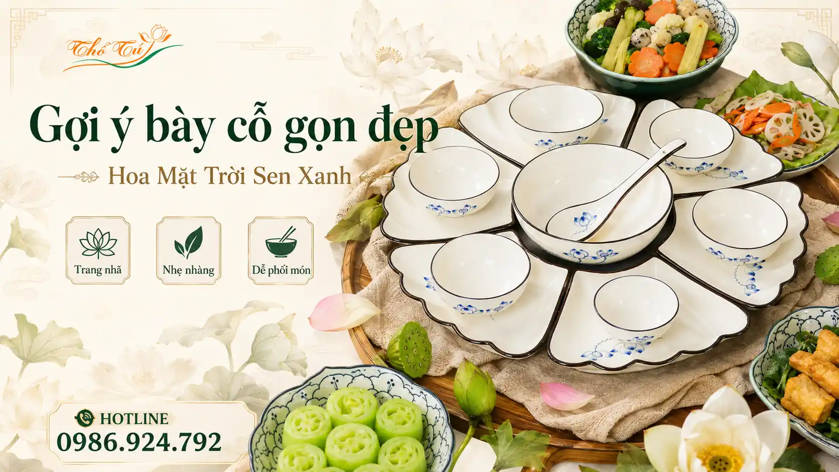 bộ bát đĩa 1 tô 6 đĩa cho mâm cỗ cúng