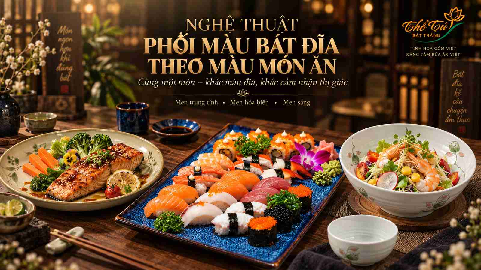 Quy tắc phối màu bát đĩa theo màu món ăn