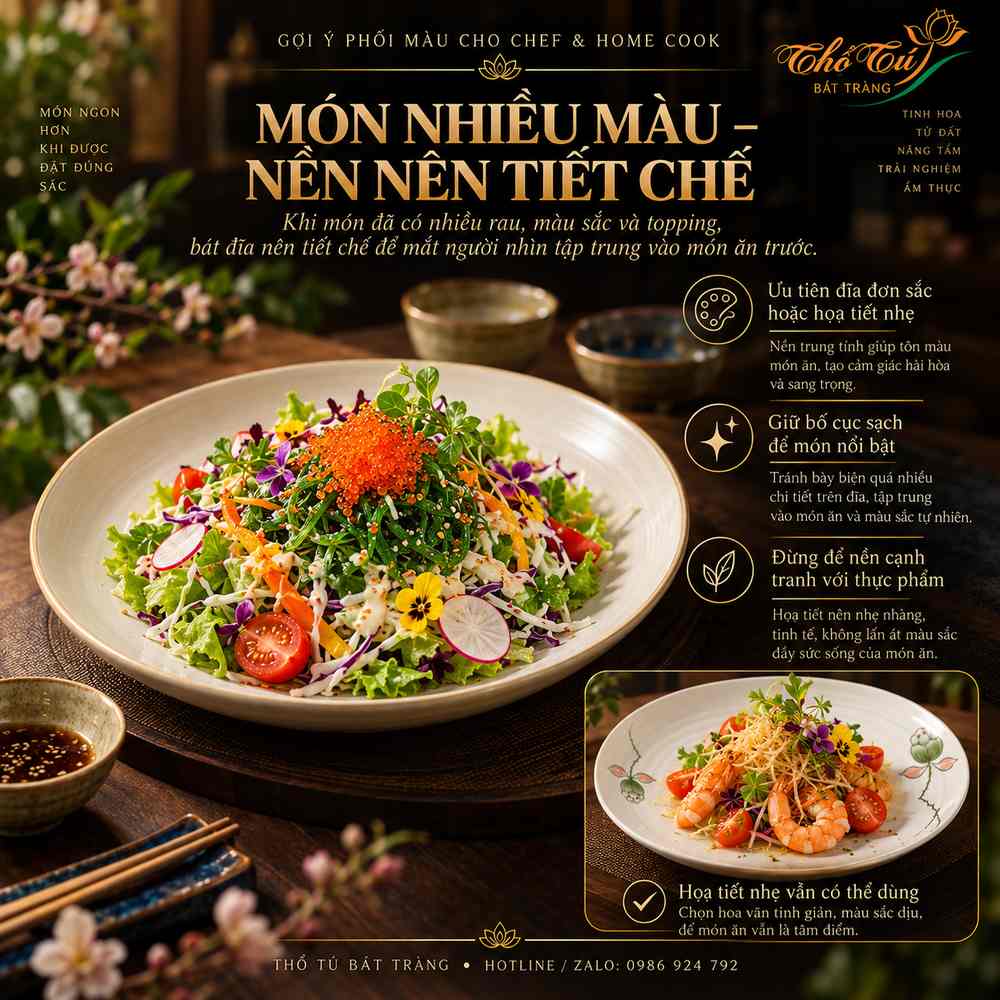 Quy tắc phối màu bát đĩa theo màu món ăn